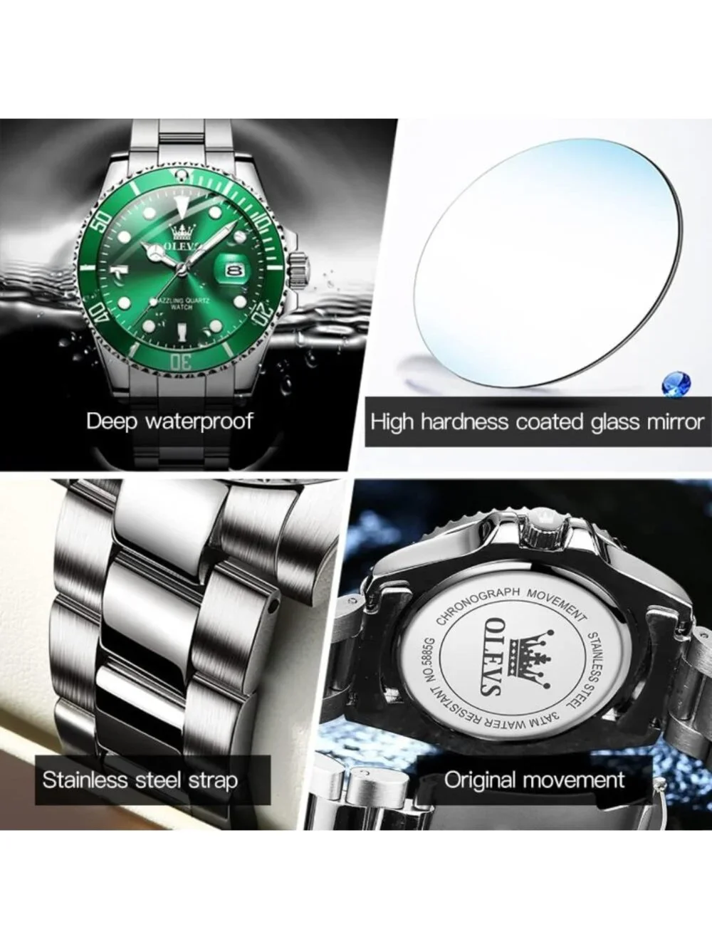 Luxury Men's Waterproof Quartz Watch - Big Stainless Steel Analog Timepiece